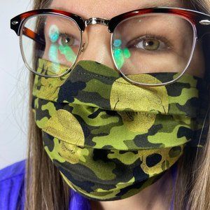 100% Organic Cotton Gauze Camo Skull Face Mask